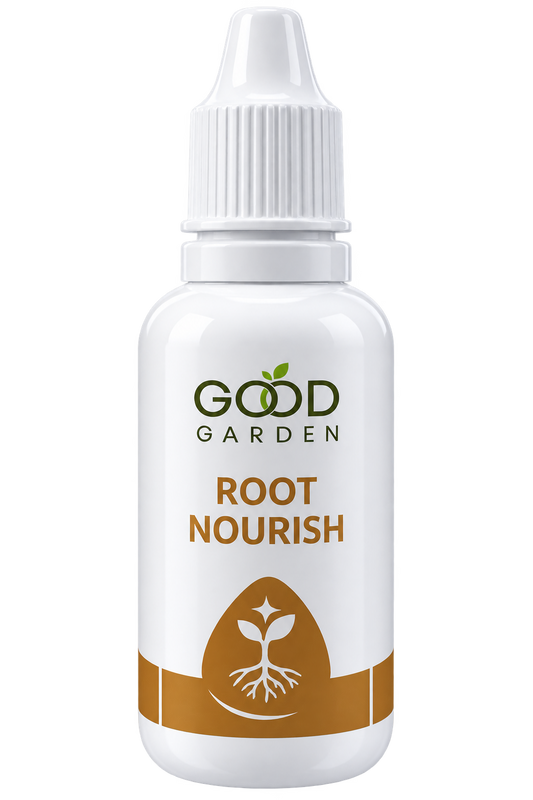 Root Nourish liquid root growth fertilizer drops for indoor plants and garden